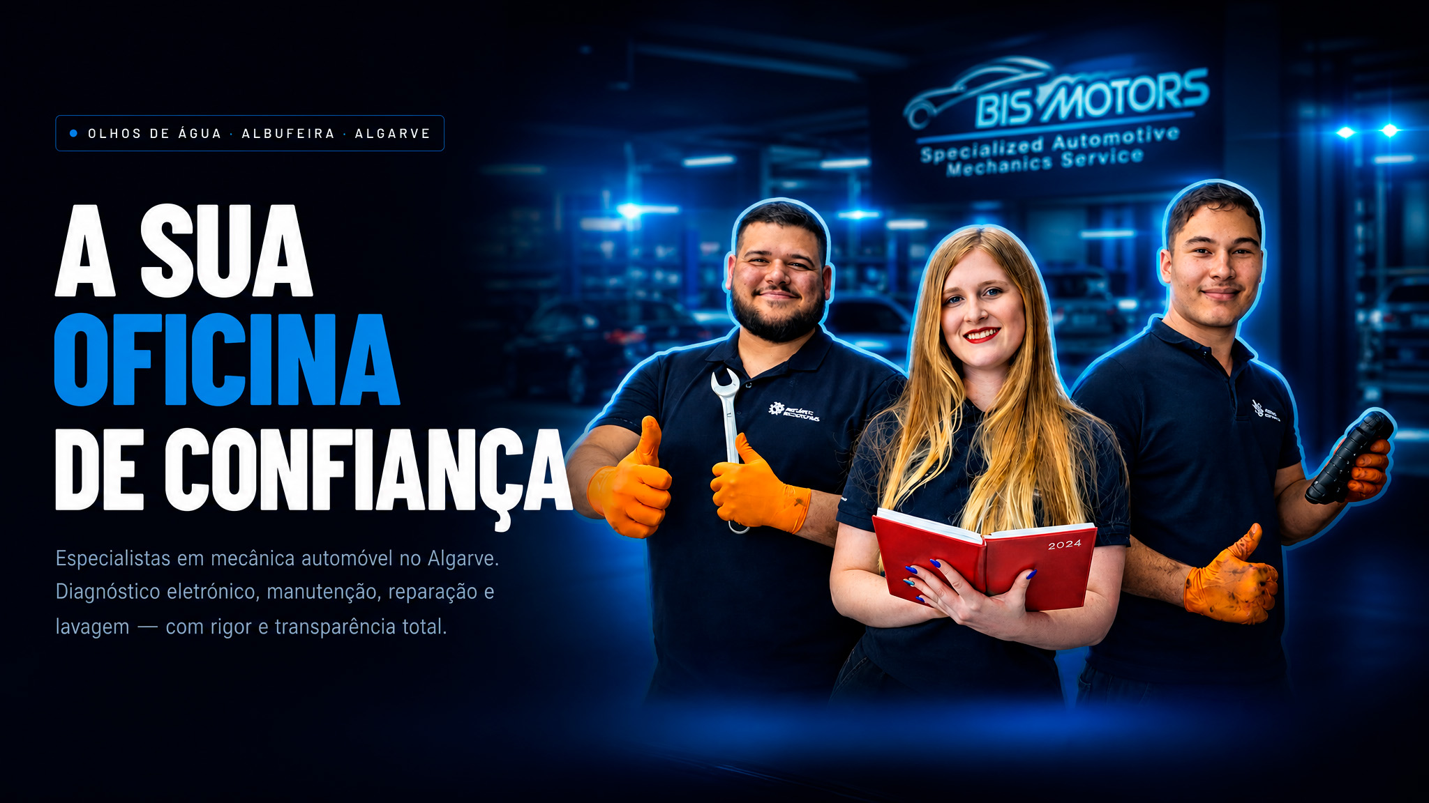 Equipa BIS Motors — oficina em Olhos de Água